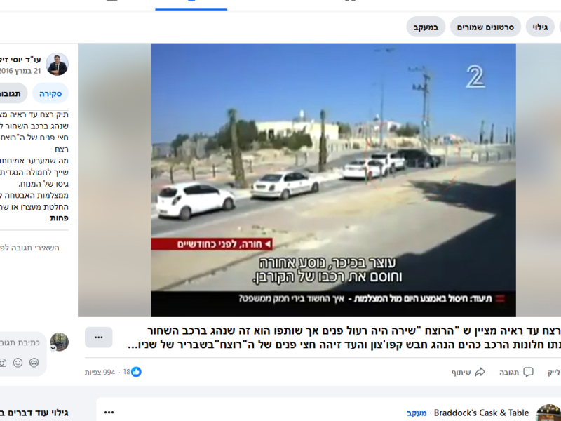תיק רצח עד ראיה מציין ש "הרוצח "שירה היה רעול פנים אך שותפו הוא זה שנהג ברכב